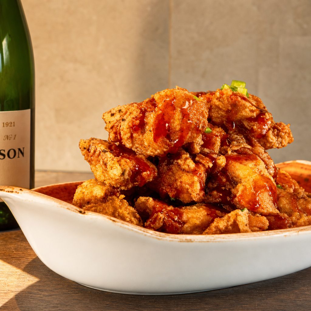 Hot Honey truffle chicken bites w/ fries.